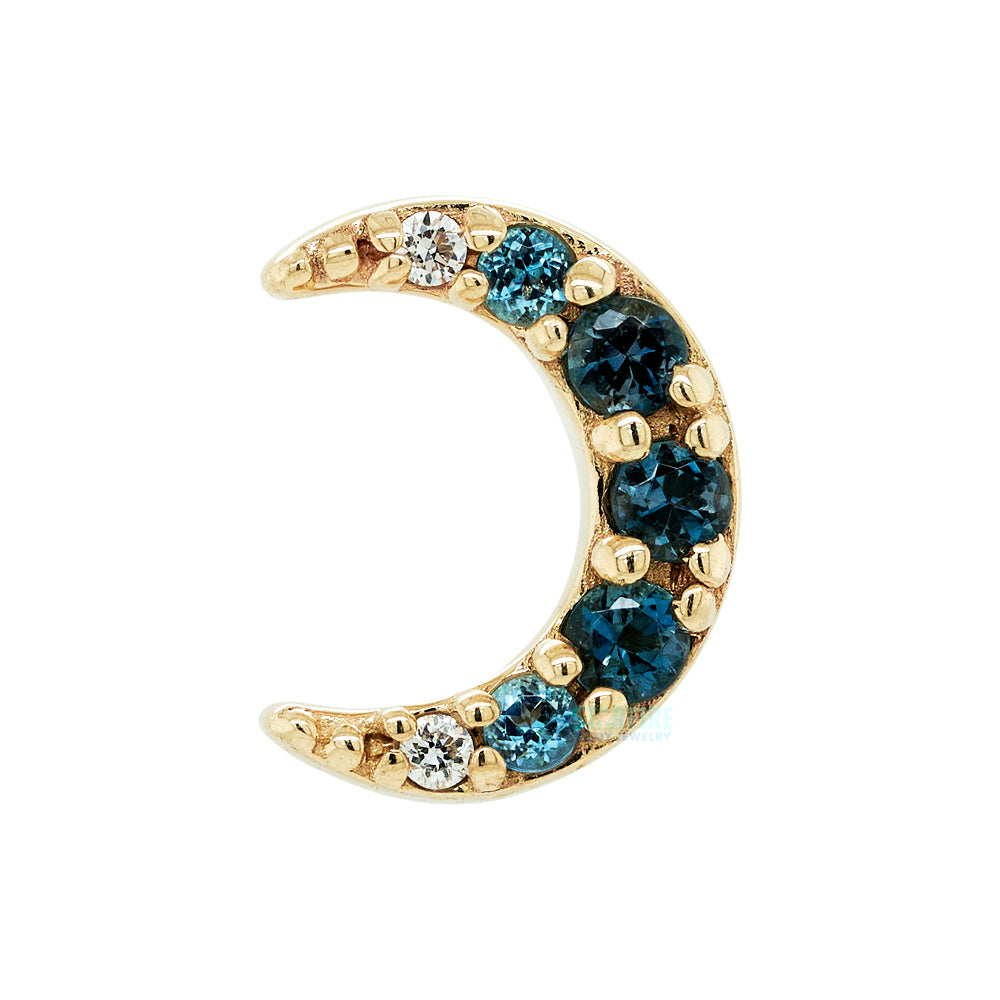 "Jula" Threaded End in Gold with Gradient Gemstones: Genuine London Blue Topaz, Ice Blue Topaz & DIAMONDS