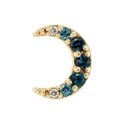 "Jula" Threaded End in Gold with Gradient Gemstones: Genuine London Blue Topaz, Ice Blue Topaz & DIAMONDS