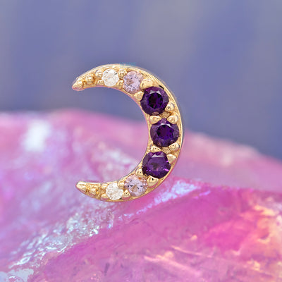 "Jula" Threaded End in Gold with Gradient Gemstones: Genuine Amethyst, Light Amethyst & White CZ's
