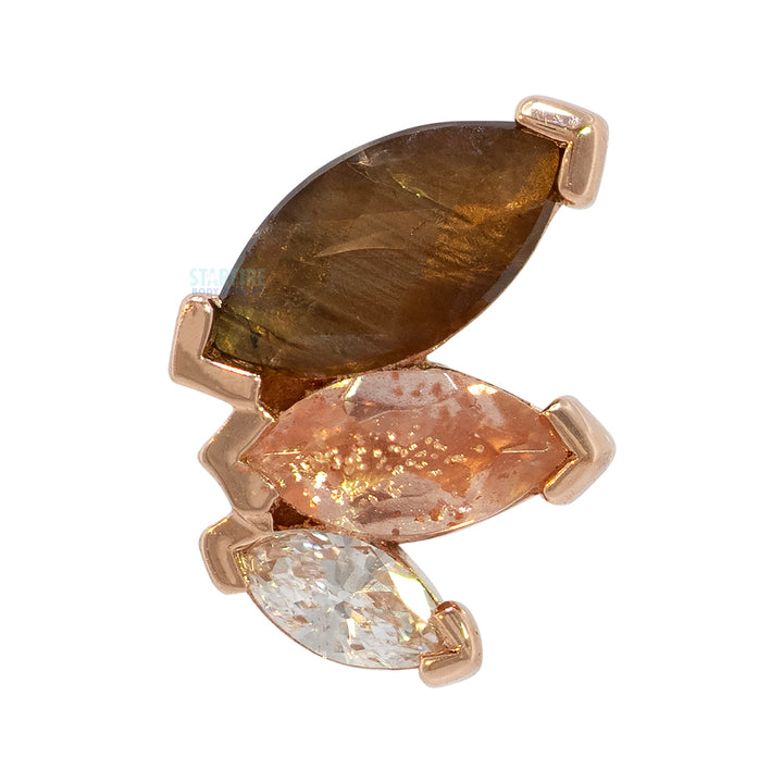 "French Kiss" Threaded End in Gold with Zawadi Sapphire, Oregon Sunstone & DIAMOND