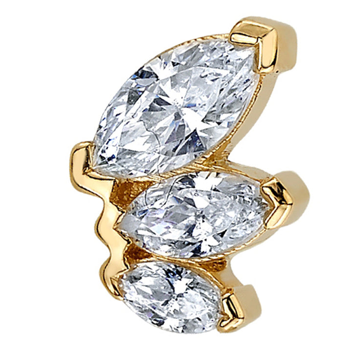 "French Kiss" Large Threaded End in Gold with DIAMONDS