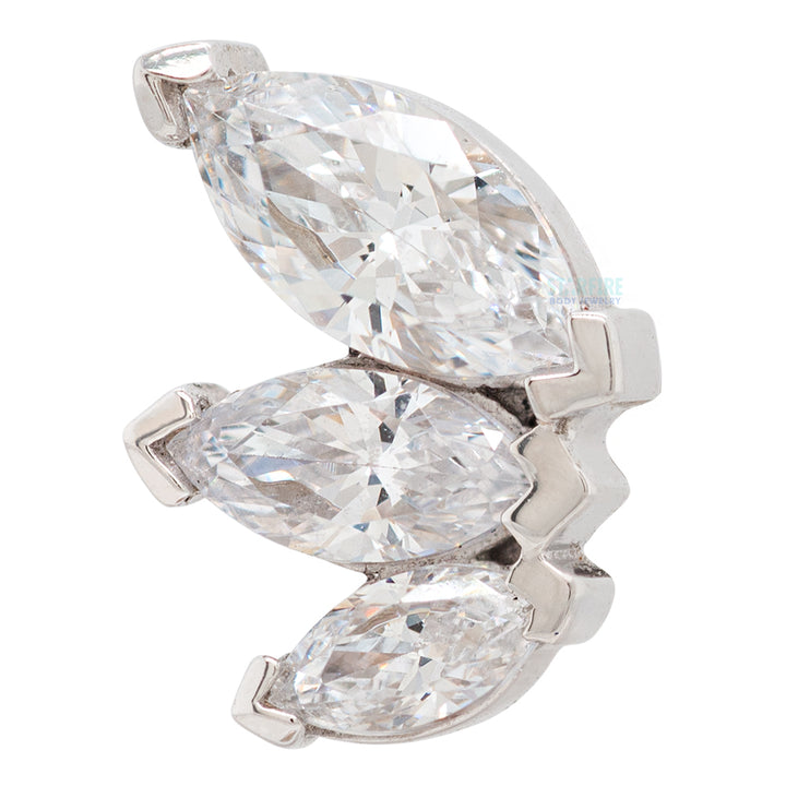 "French Kiss" Large Threaded End in Gold with White CZ's