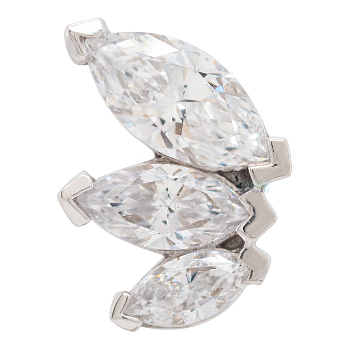"French Kiss" Large Threaded End in Gold with White CZ's