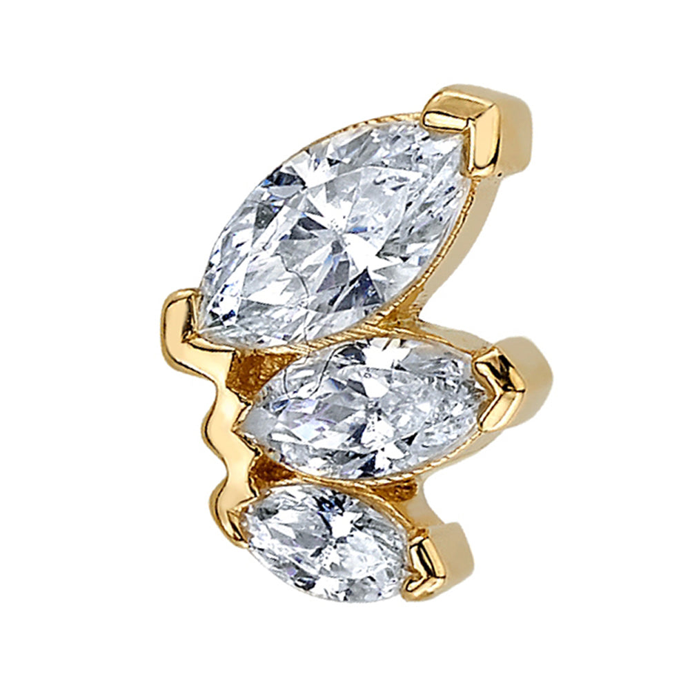 "French Kiss" Standard Threaded End in Gold with DIAMONDS