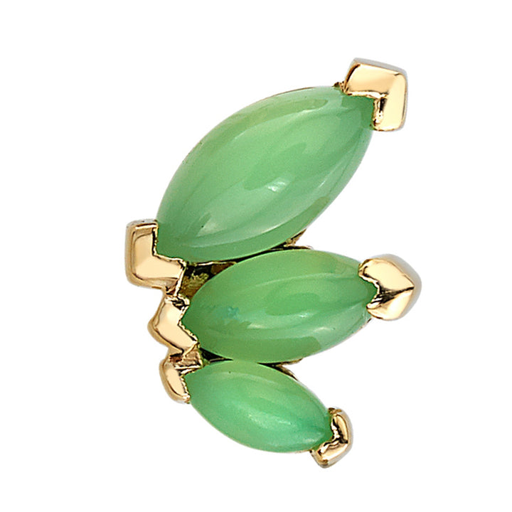 "French Kiss" Threaded End in Gold & Platinum with Chrysoprase