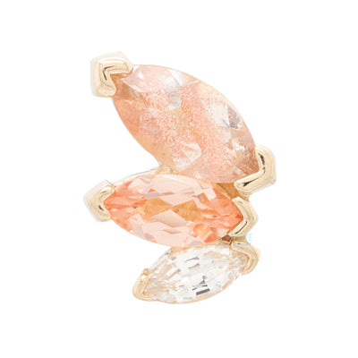 "French Kiss" Threaded End in Gold with Oregon Sunstone, Champagne Sapphire & White Sapphire