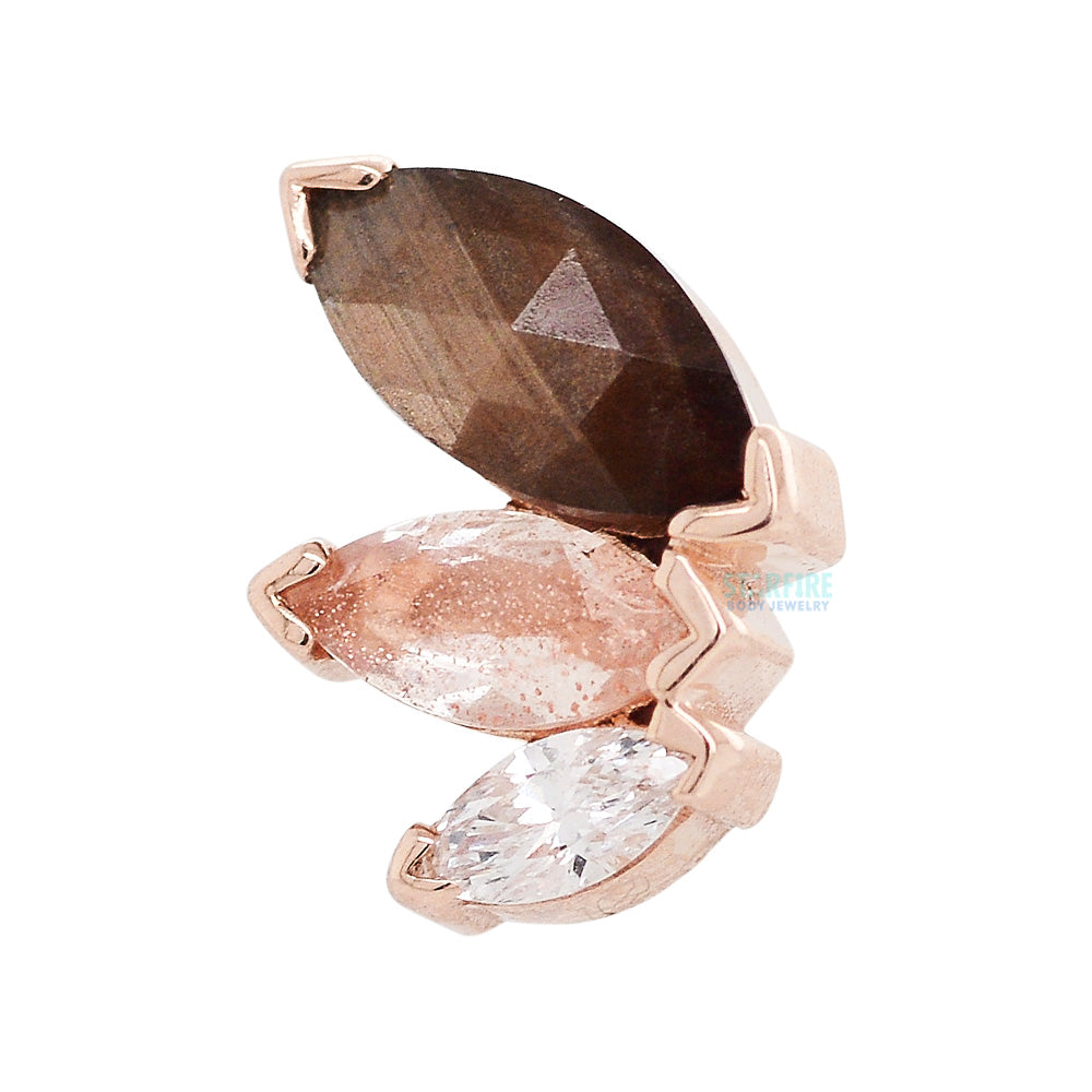 "French Kiss" Threaded End in Gold with Zawadi Sapphire, Oregon Sunstone & DIAMOND