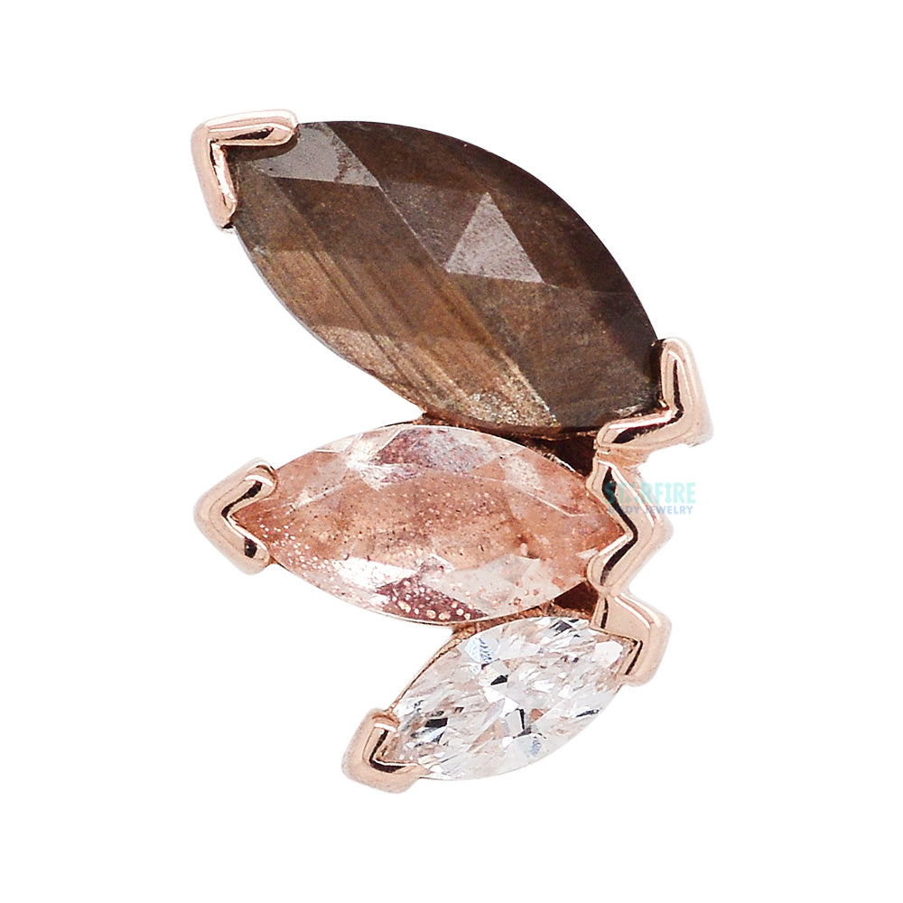 "French Kiss" Threaded End in Gold with Zawadi Sapphire, Oregon Sunstone & DIAMOND