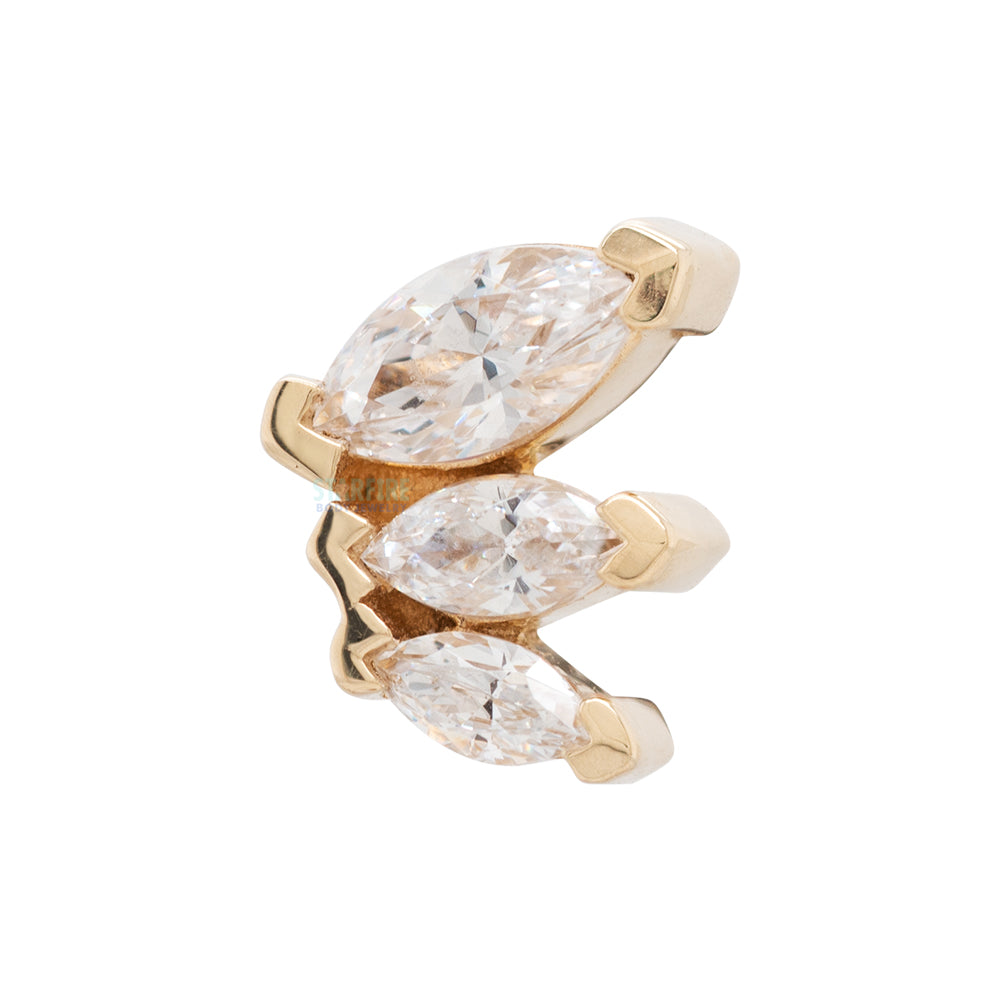"French Kiss" Tiny Threaded End in Gold with White CZ's