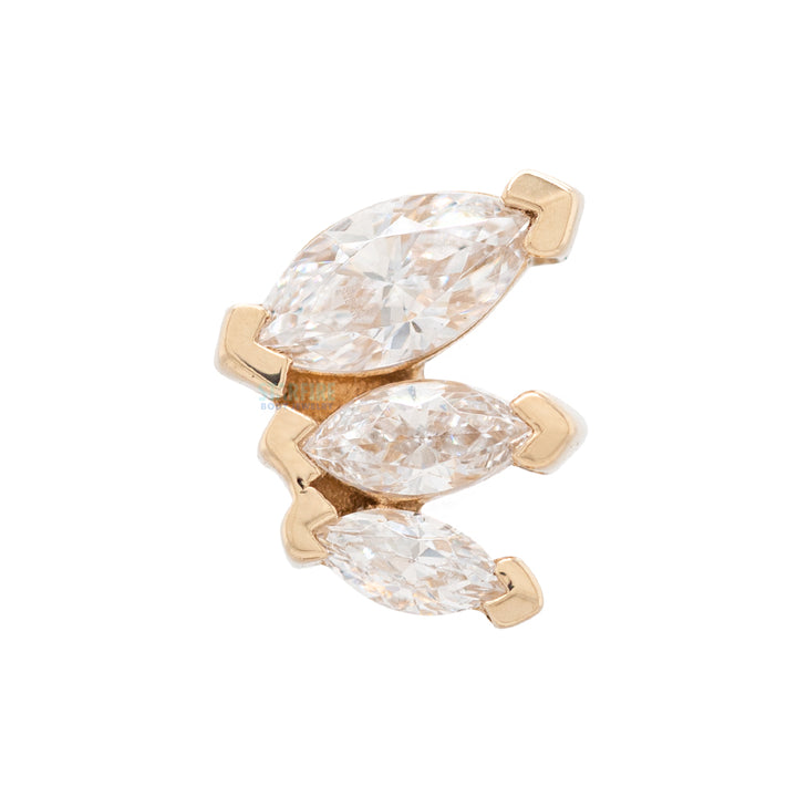 "French Kiss" Tiny Threaded End in Gold with White CZ's