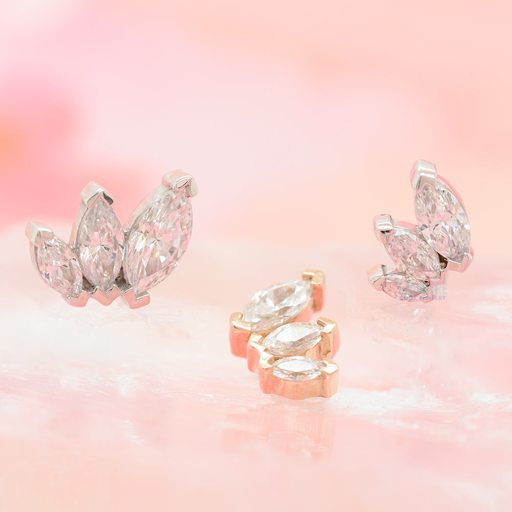 "French Kiss" Standard Threaded End in Gold with White CZ's