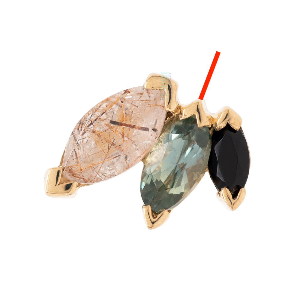 Special / Custom Order for Alaura G. - "French Kiss" End in Gold with Zawadi Sapphire, Oregon Sunstone & White DIAMOND