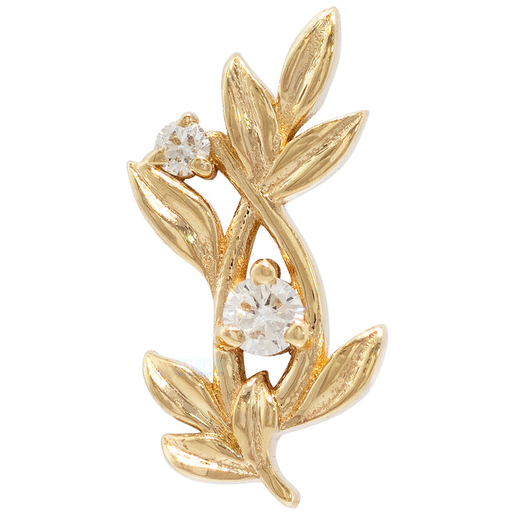 "Jessamine" Threaded End in Gold & Platinum with DIAMONDS