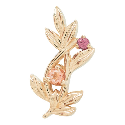 "Jessamine" Threaded End in Gold with Peach Topaz' & Rhodolite