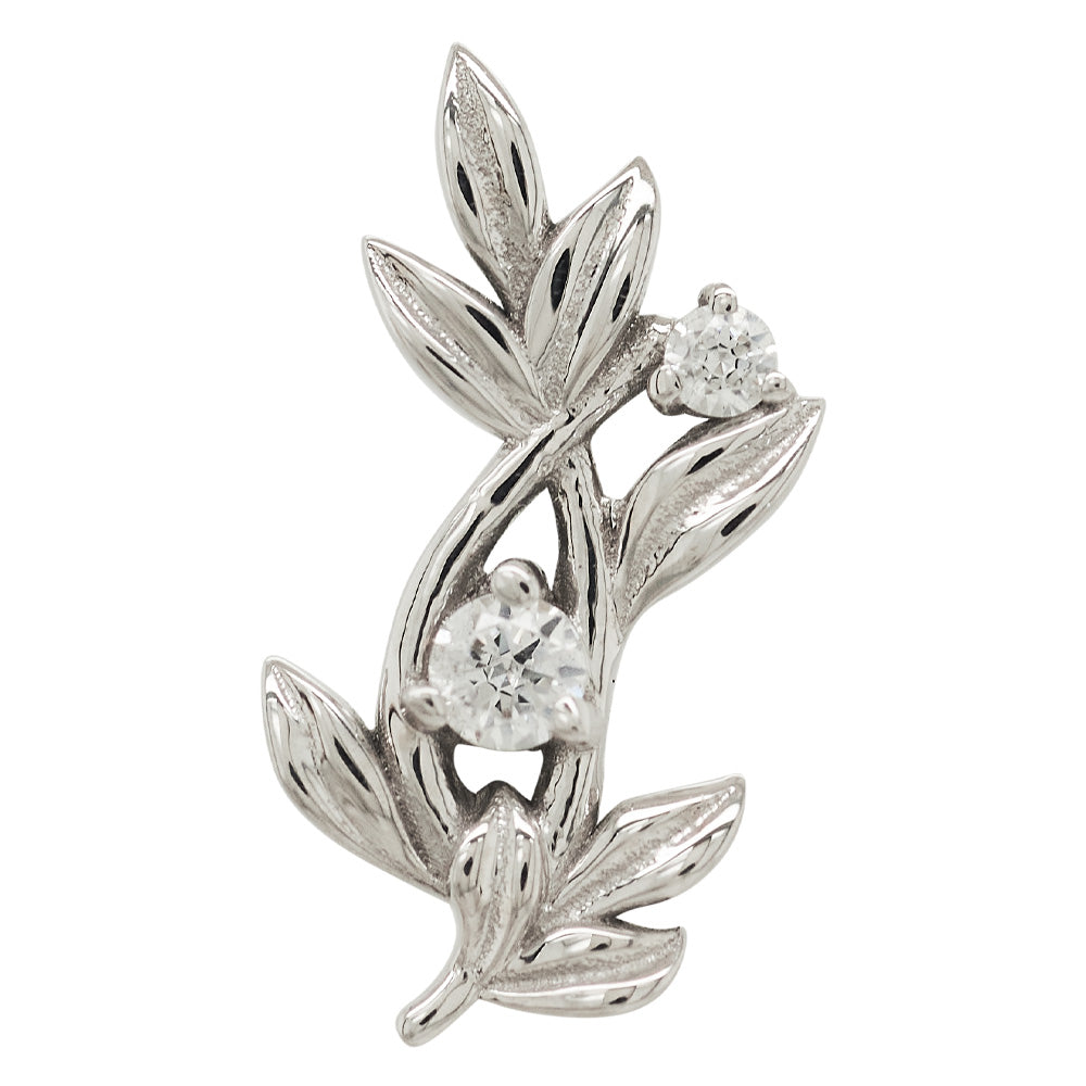 "Jessamine" Threaded End in Gold & Platinum with White CZ's