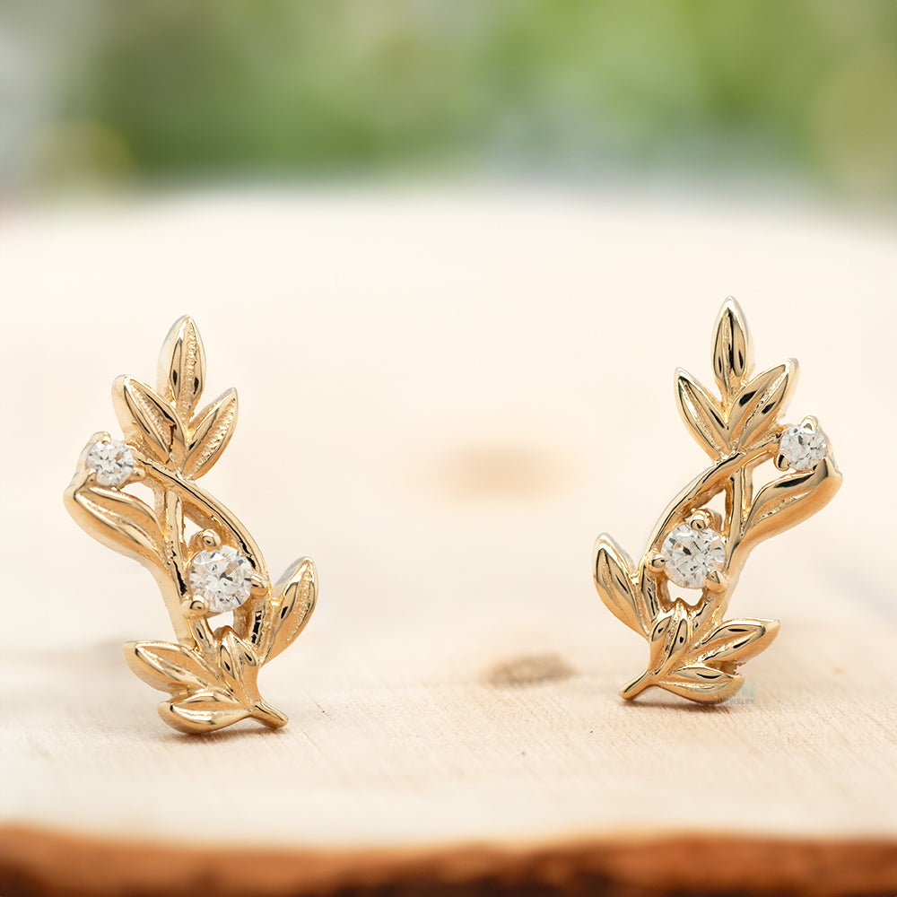 "Jessamine" Threaded End in Gold & Platinum with White CZ's