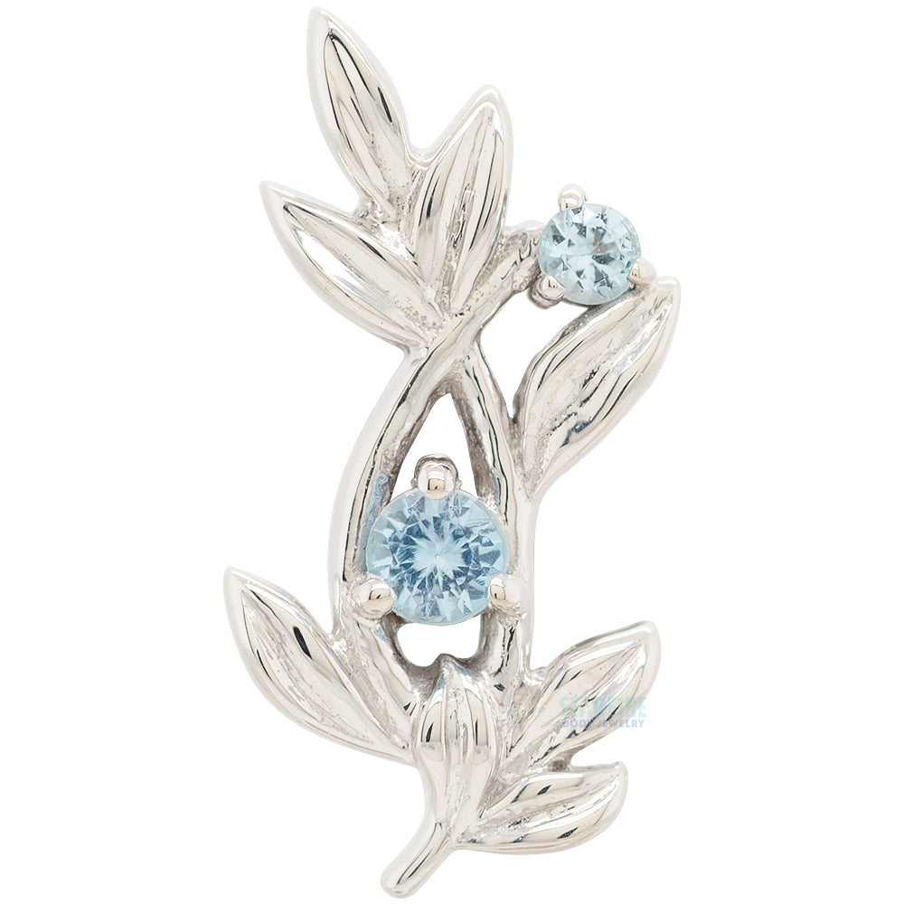 "Jessamine" Threaded End in Gold & Platinum with Swiss Blue Topaz'
