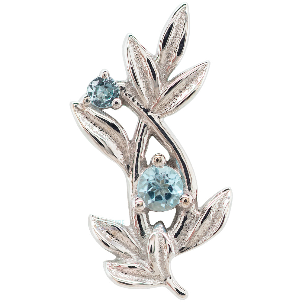 "Jessamine" Threaded End in Gold & Platinum with Swiss Blue Topaz'