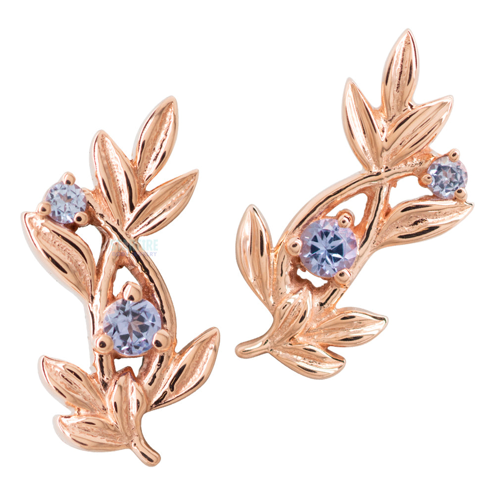 "Jessamine" Threaded End in Gold & Platinum with Tanzanite