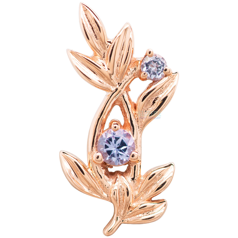 "Jessamine" Threaded End in Gold & Platinum with Tanzanite