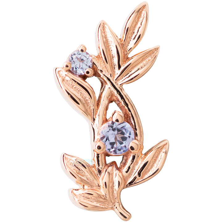 "Jessamine" Threaded End in Gold & Platinum with Tanzanite