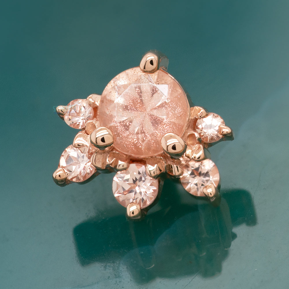 "Anaya" Threaded End in Gold with Oregon Sunstone & Champagne Sapphires