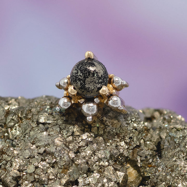 "Anaya" Threaded End in Gold & Platinum with Pyrite & Gold Beads