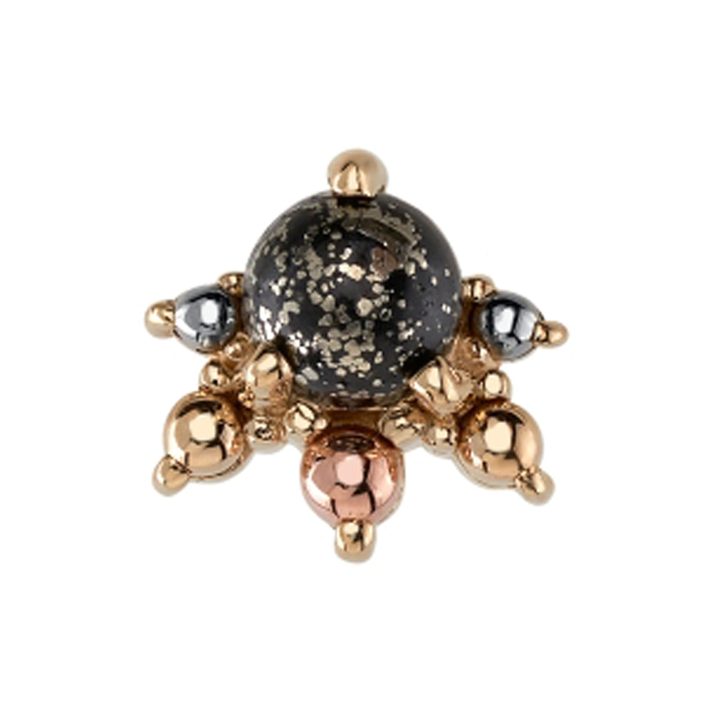 "Anaya" Threaded End in Gold & Platinum with Pyrite & Gold Beads