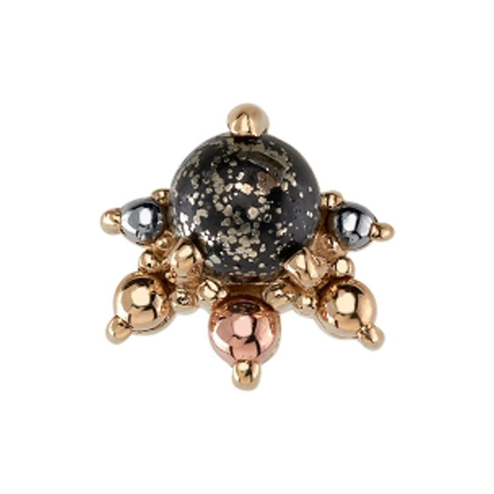 "Anaya" Threaded End in Gold & Platinum with Pyrite & Gold Beads