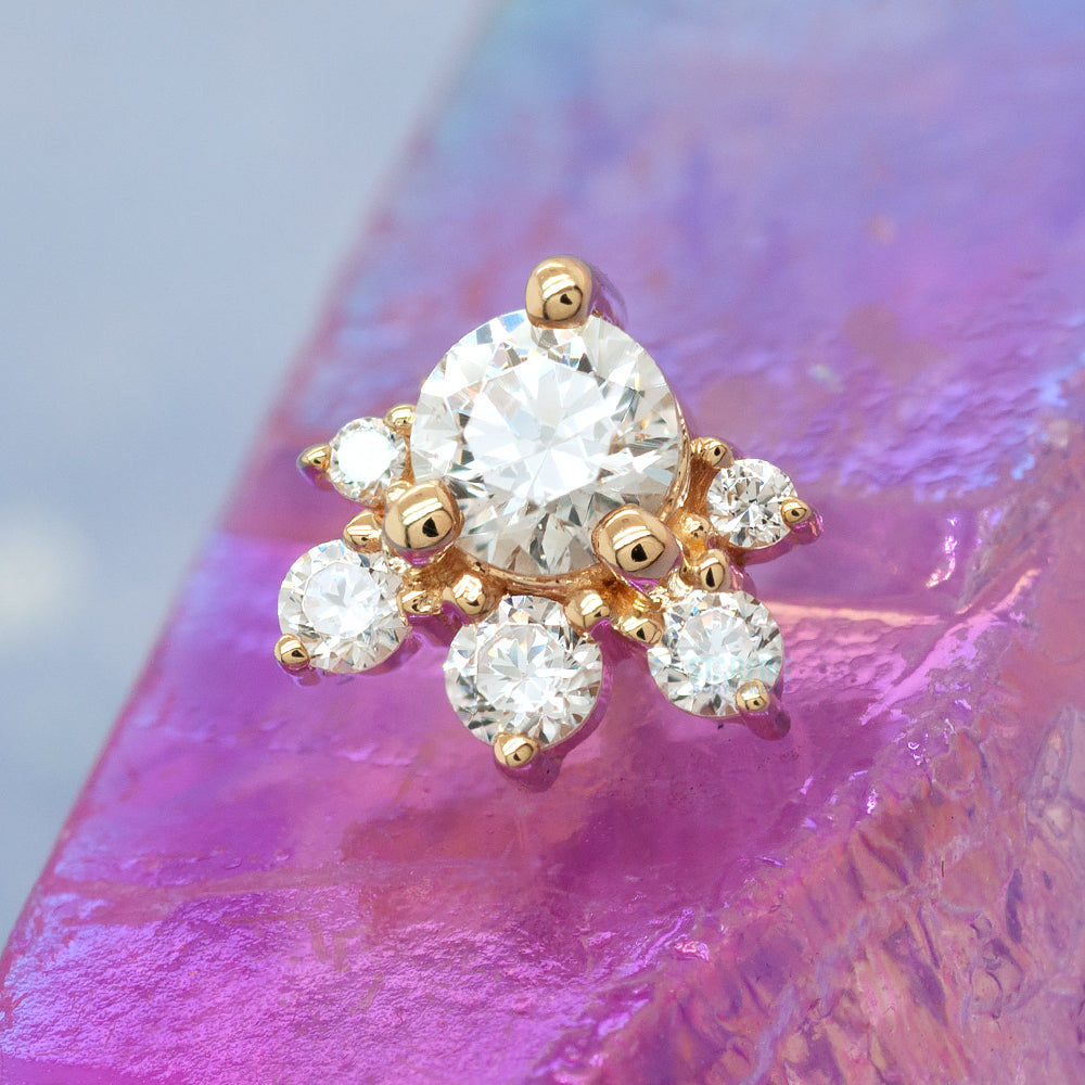 "Anaya" Threaded End in Gold with White CZ's