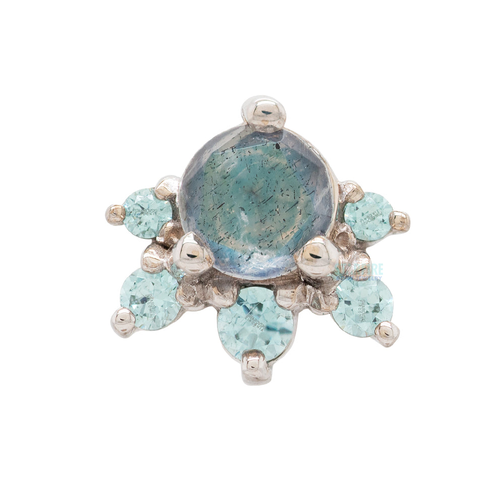 "Anaya" Threaded End in Gold & Platinum with Rose Cut Labradorite & Cyan CZ's
