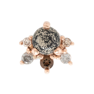 "Anaya" Threaded End in Gold & Platinum with Pyrite, Smoky Quartz, Grey Diamond & Champagne Diamond