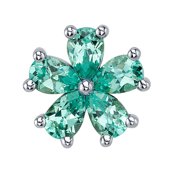 "Pear Blossom" Threaded End in Gold & Platinum with Chatham Chrysoberyl
