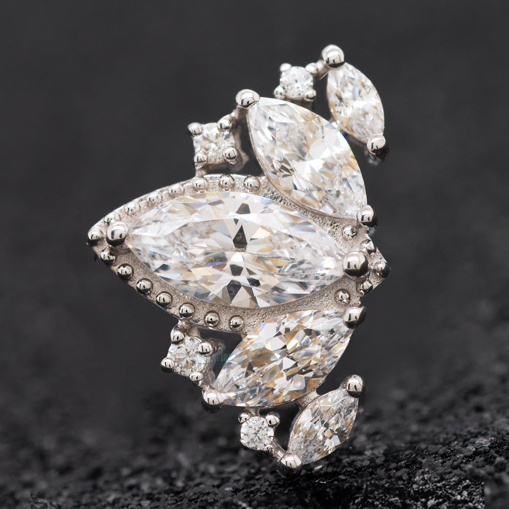 "Queen Naveen" Threaded End in Gold with CZ's