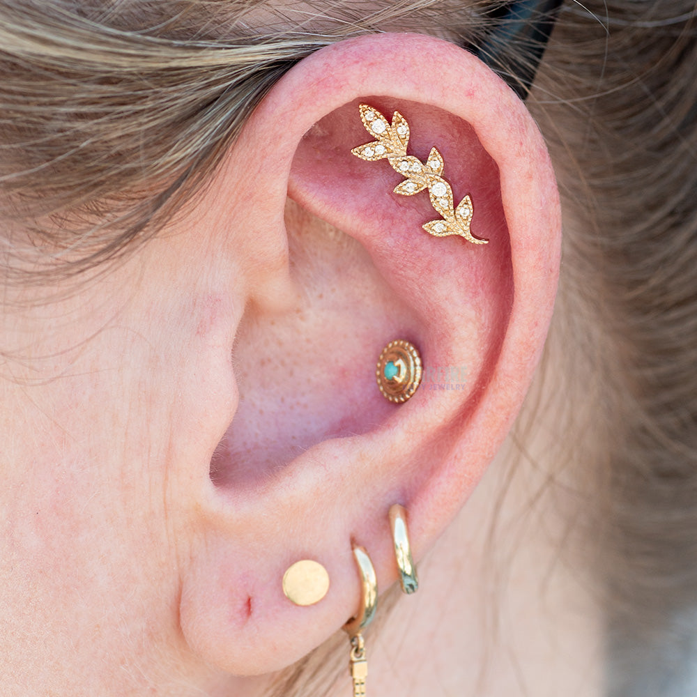 "Wisteria" Threaded End in Gold with White CZ's