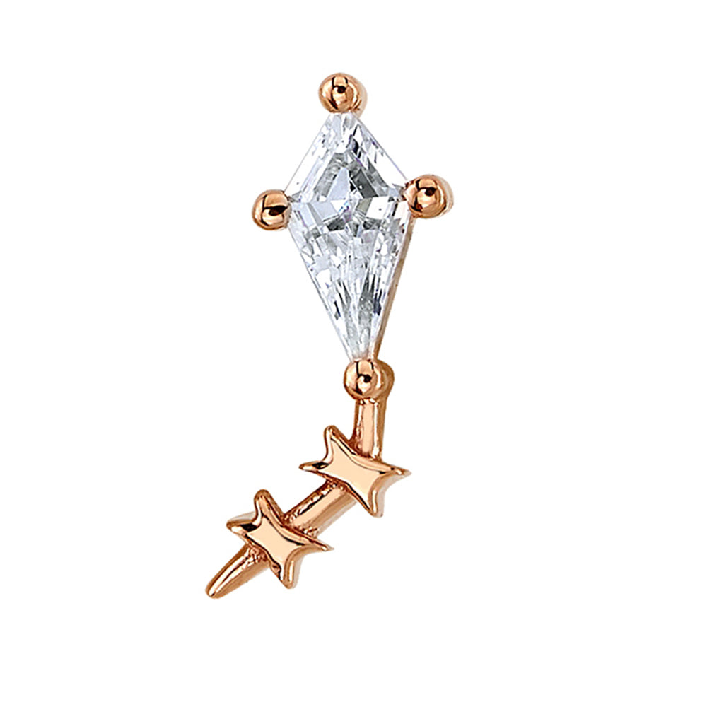 "Hang on!" Threaded End in Gold with White CZ