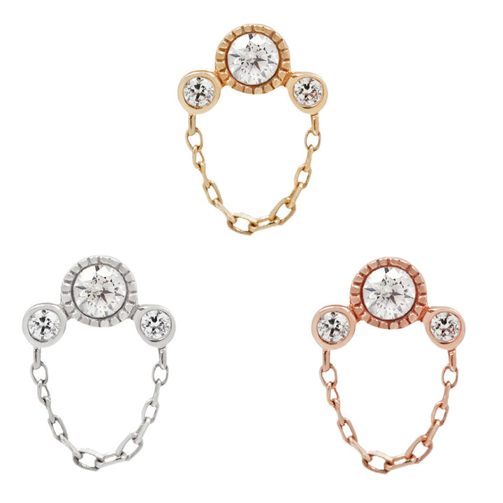 threadless: "Halston" End with Chain in Gold with Diamonds