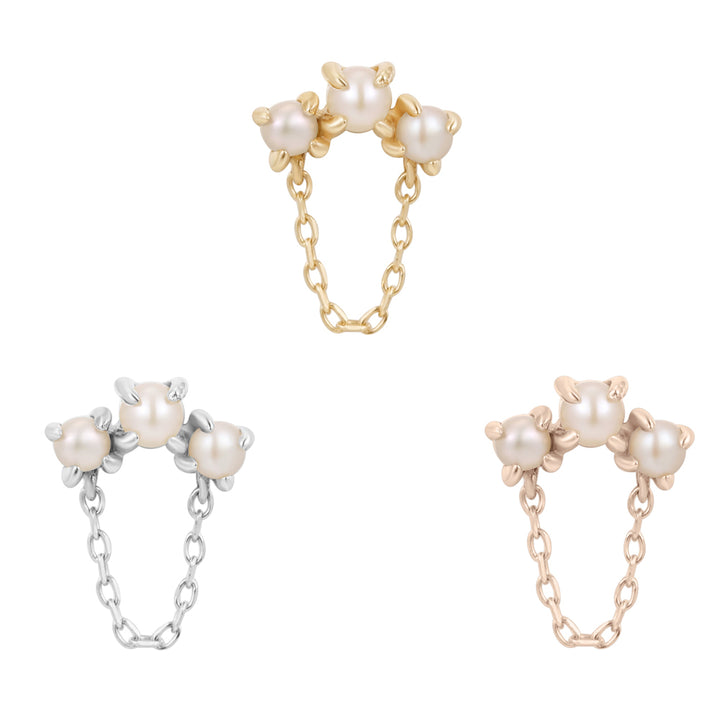 threadless: "Halston" End with Chain in Gold with Pearls