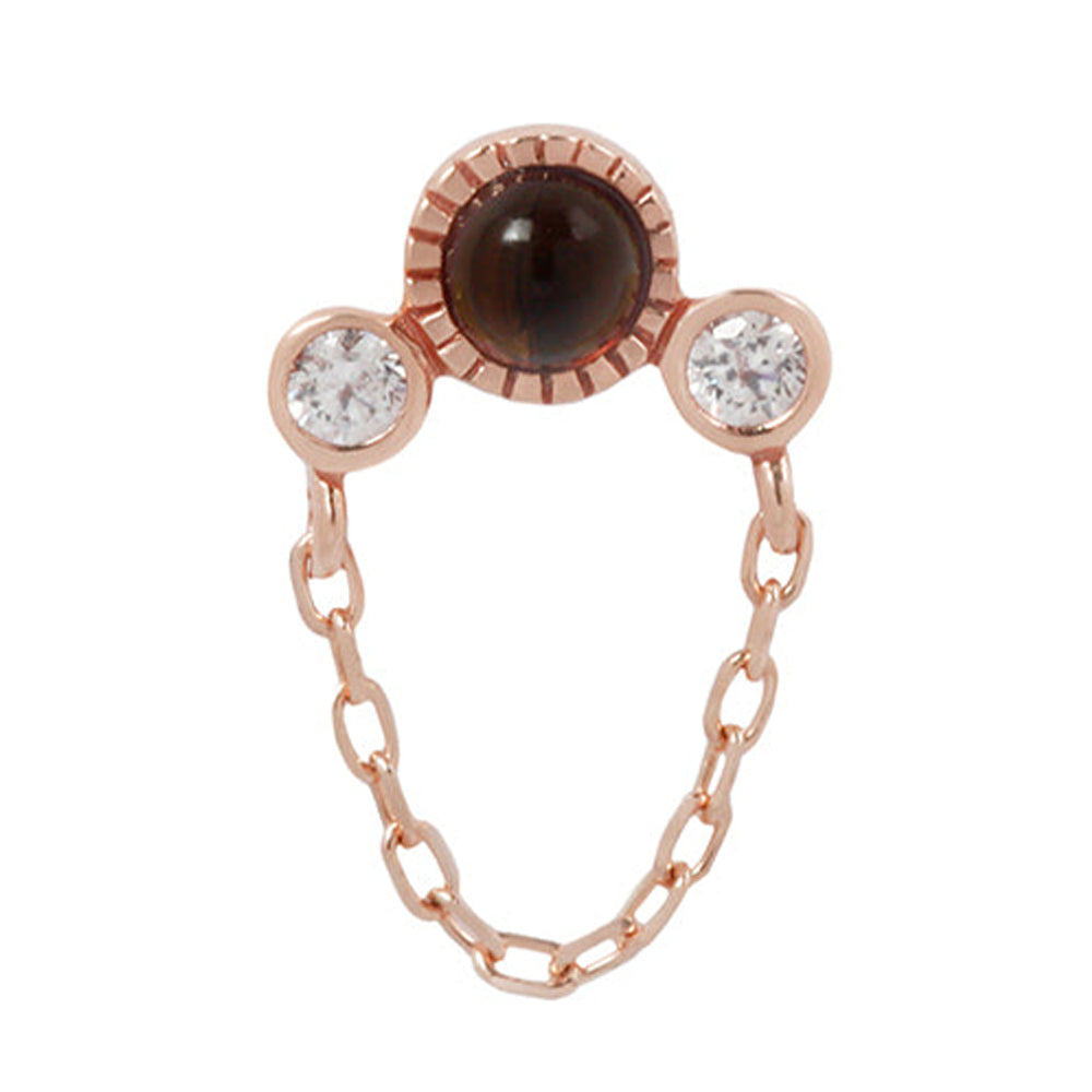 threadless: "Halston" End with Chain in Gold with Smokey Quartz & White CZ's