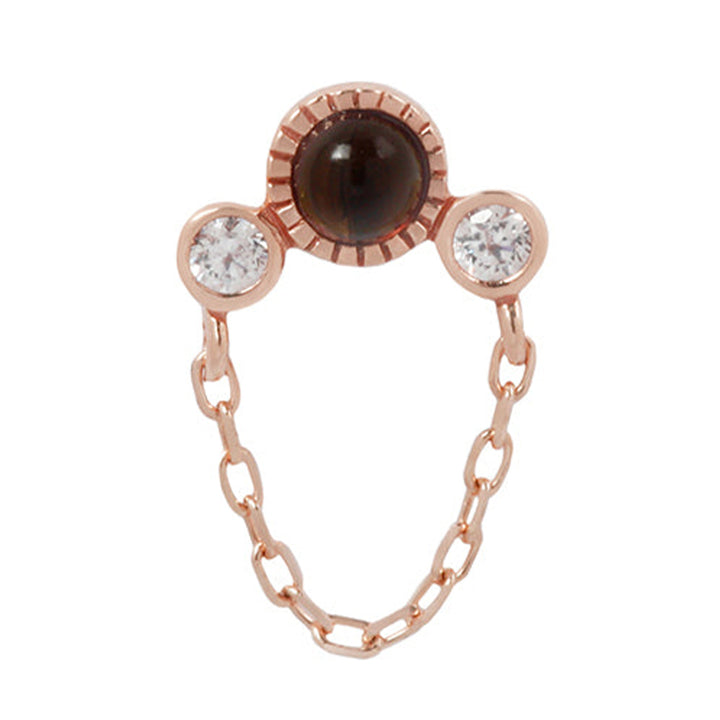 threadless: "Halston" End with Chain in Gold with Smokey Quartz & White CZ's