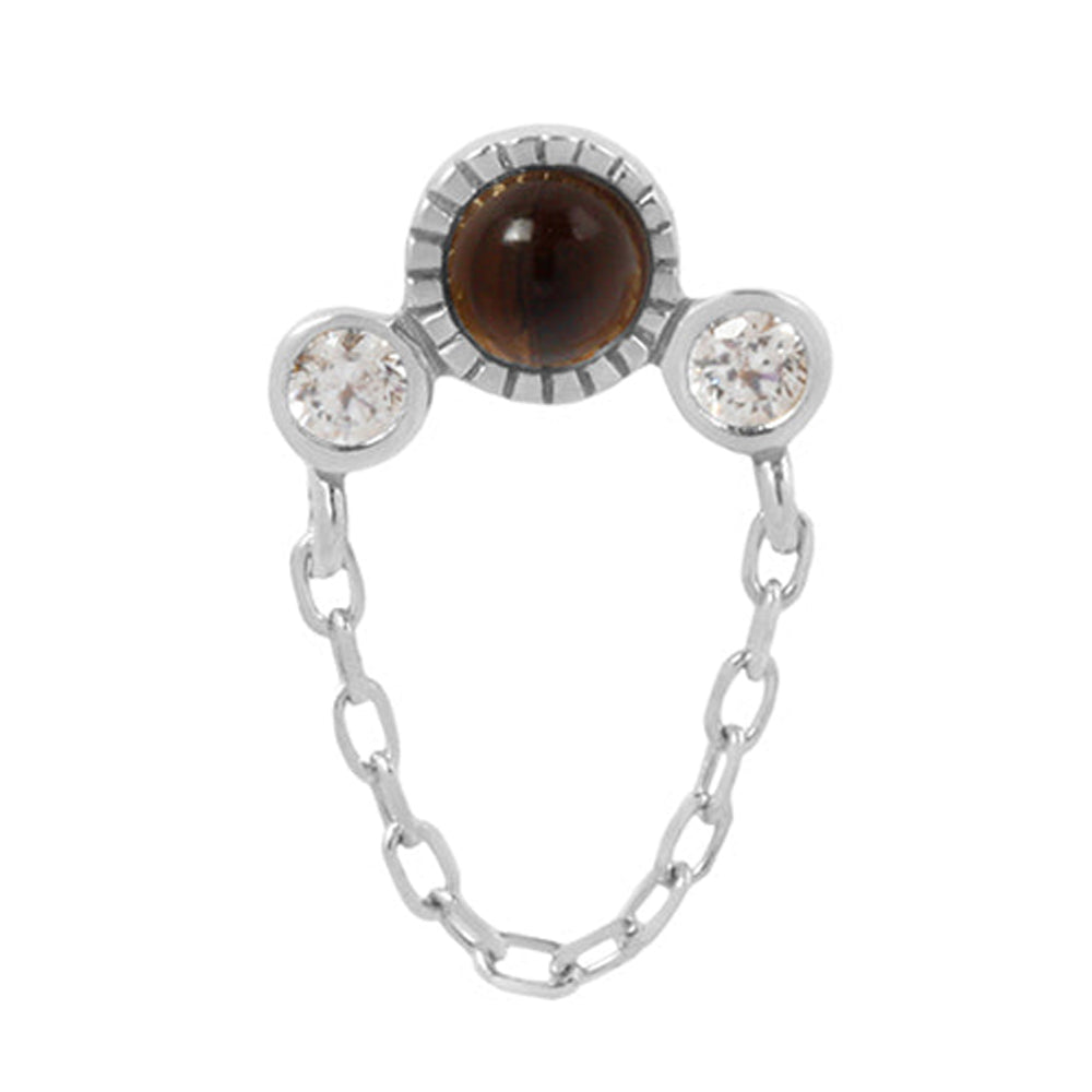 threadless: "Halston" End with Chain in Gold with Smokey Quartz & White CZ's