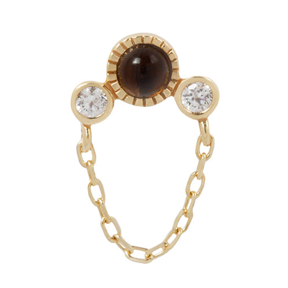 threadless: "Halston" End with Chain in Gold with Smokey Quartz & White CZ's