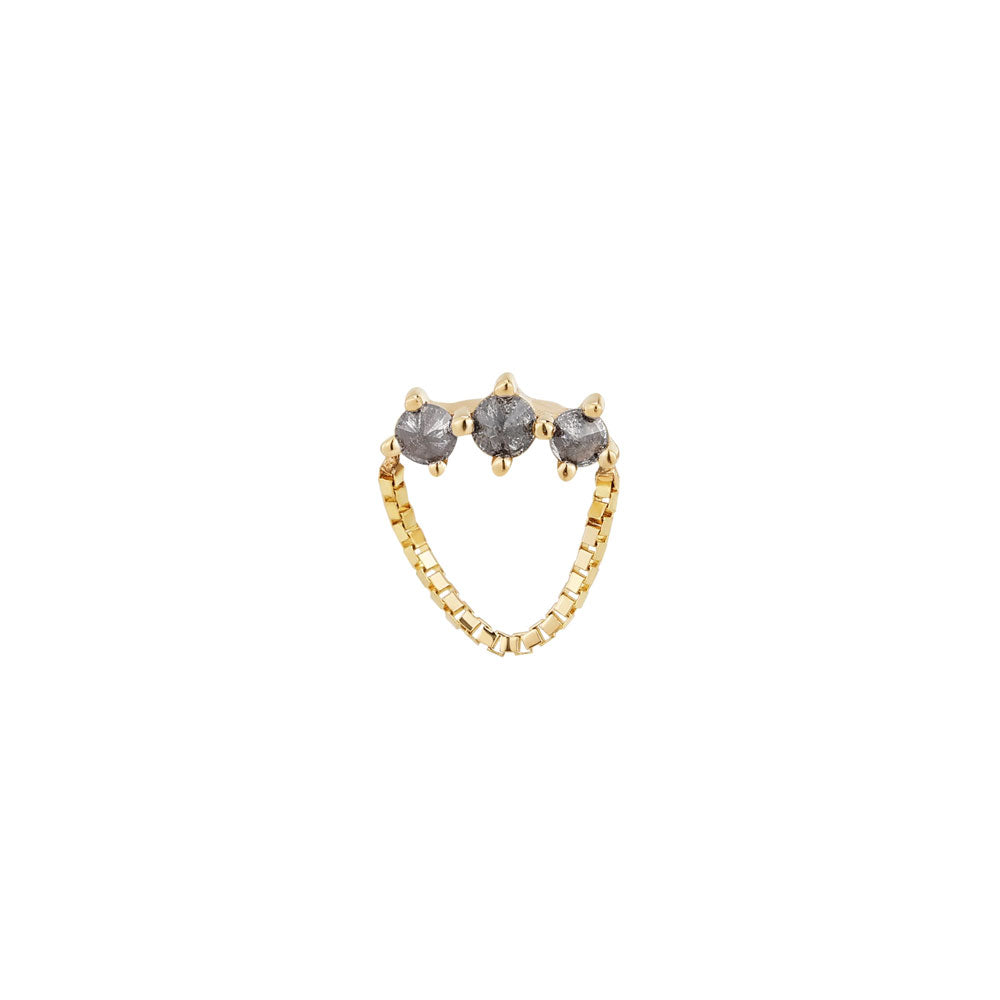 threadless: "Halston" End with Chain in Gold with Reverse-Set Grey Diamonds