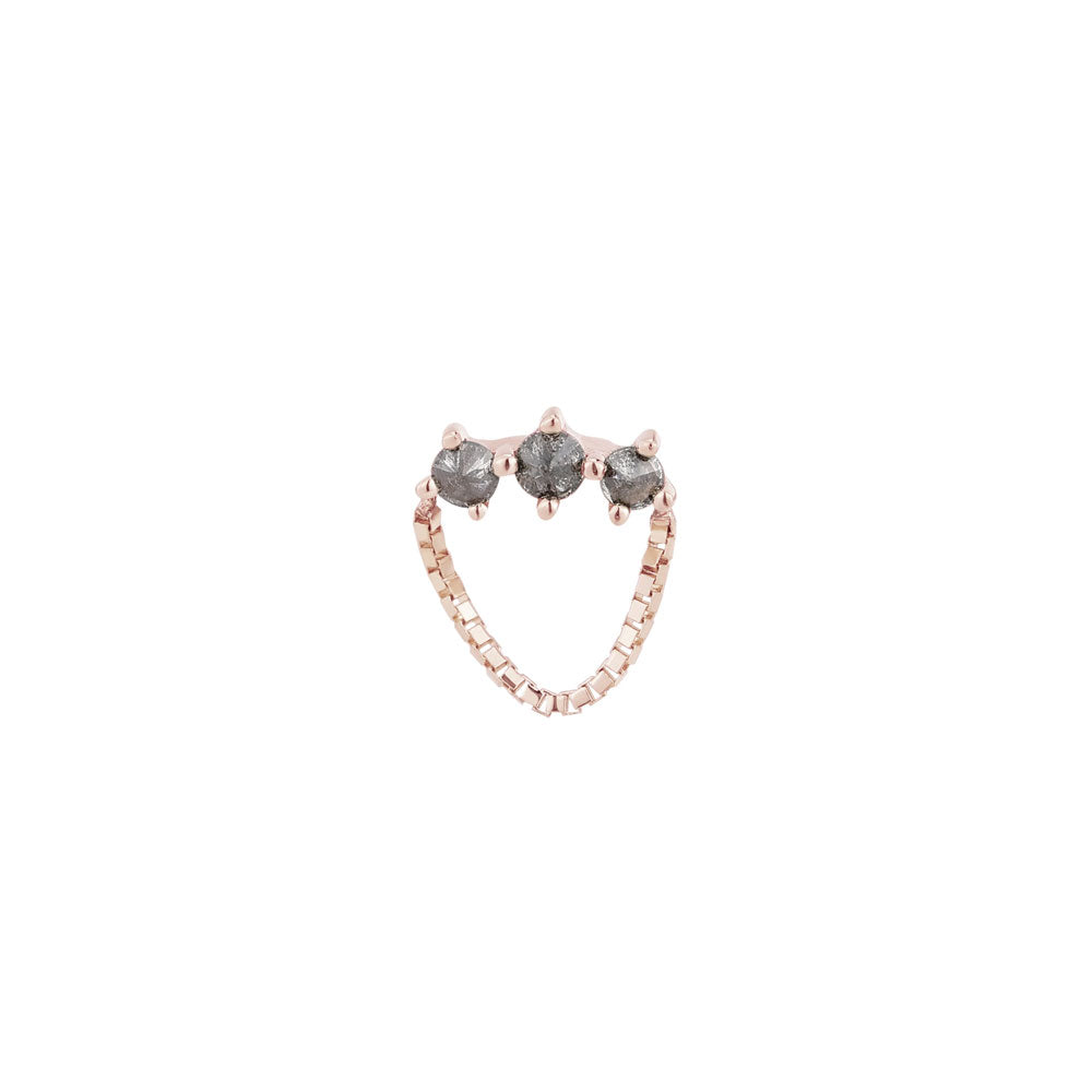 threadless: "Halston" End with Chain in Gold with Reverse-Set Grey Diamonds