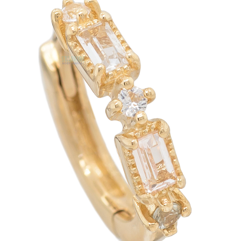 "Euphoria" Huggie / Hinge Ring in Gold with White Sapphires