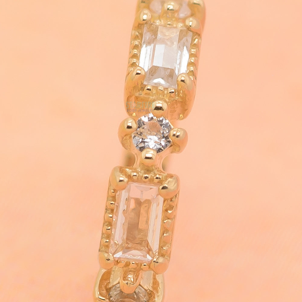 "Euphoria" Huggie / Hinge Ring in Gold with White Sapphires