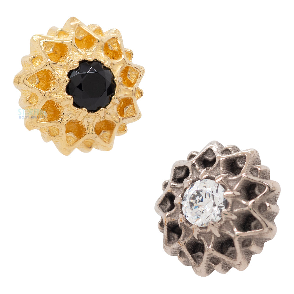 "Lucas" Threaded End in Yellow Gold with Brilliant-Cut Gem