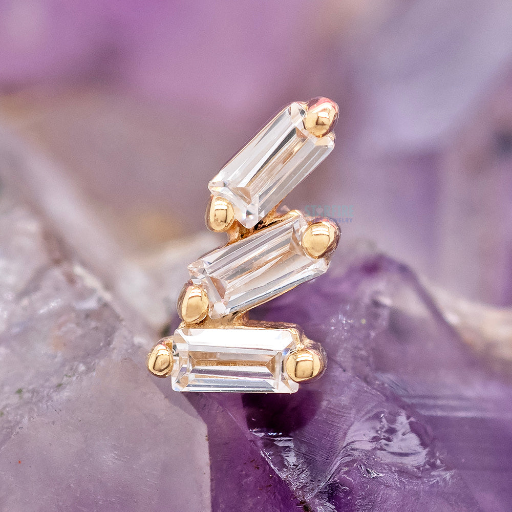 threadless: "Staxx" End in Gold with White CZ's