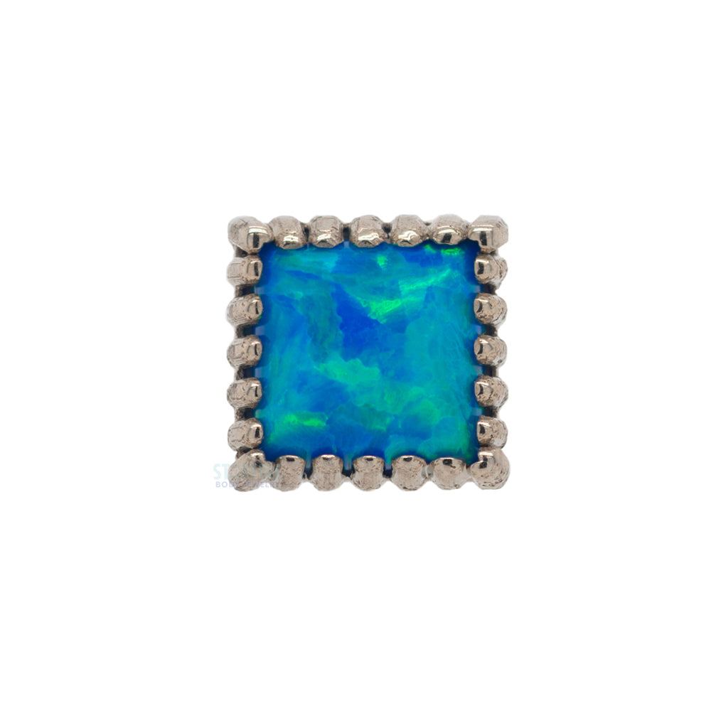 Square Opal Threaded End in Gold