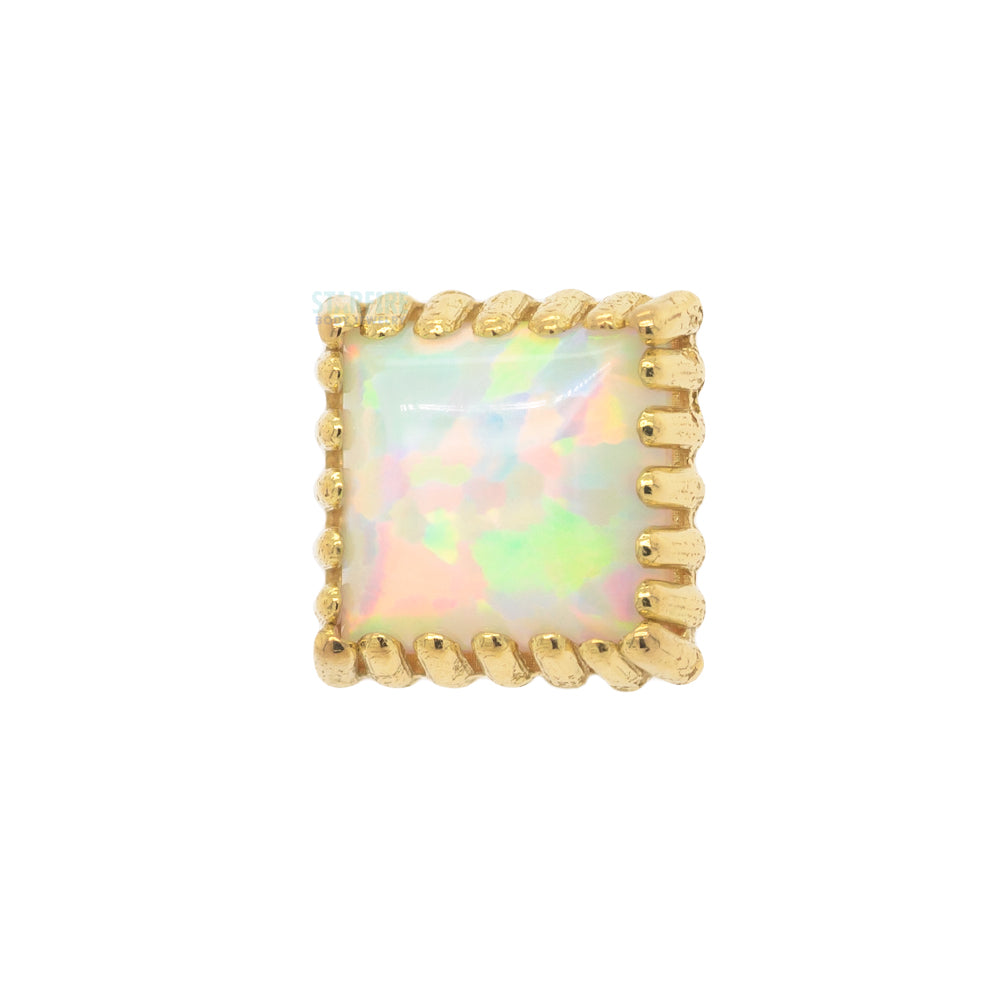 Square Opal Threaded End in Gold